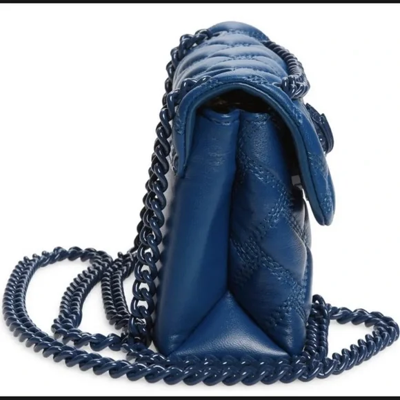 Kurt Geiger London Mini Kensington Leather Drench Blue Convertible Crossbody Bag - Picture 4 of 8